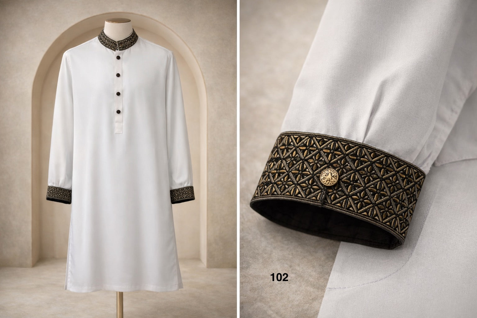 Premium Luxury Embroidered Panjabi with Embroidered Cuffs 102