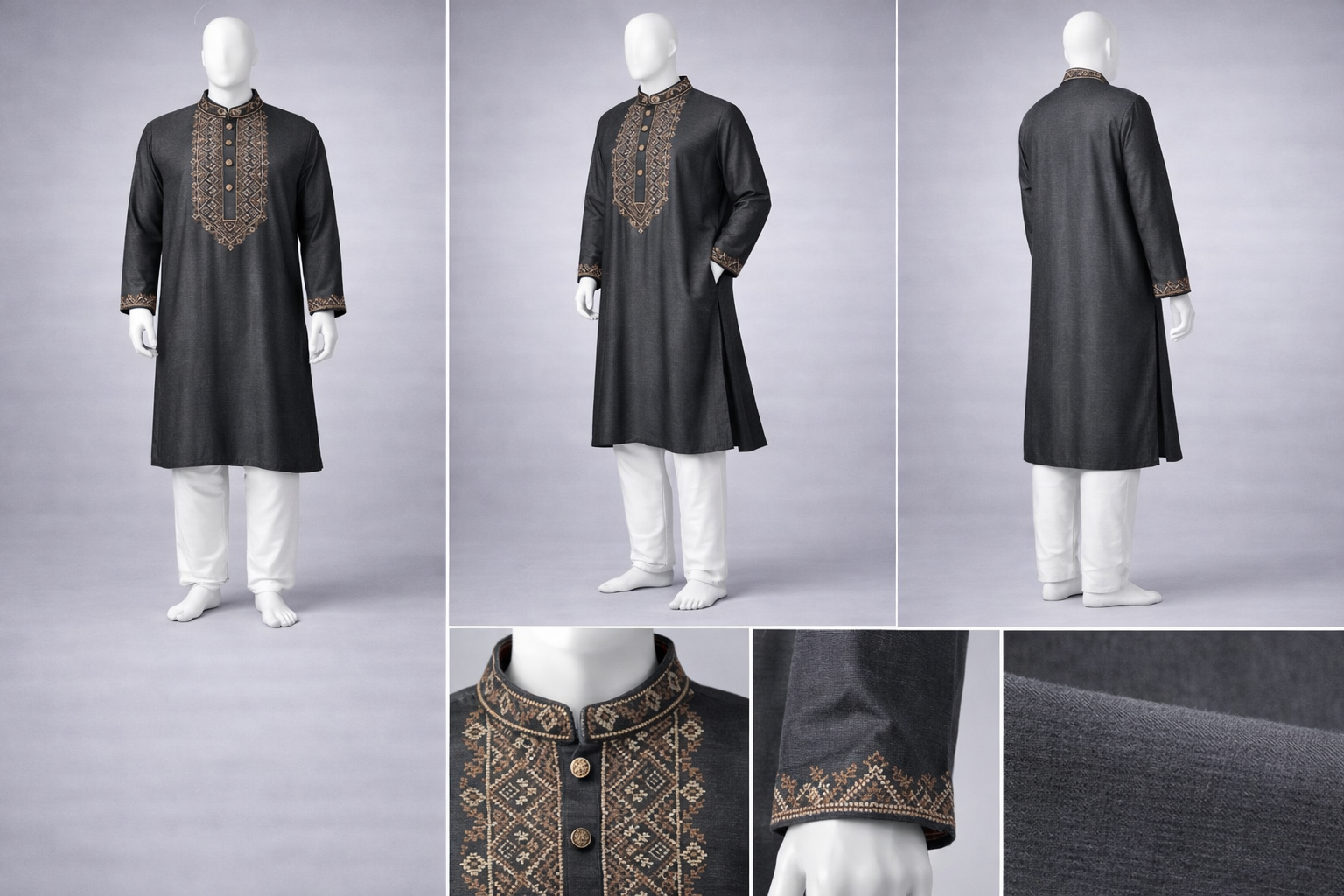 Gatsby Premium Panjabi for Men – Classic Fit | Eid & Festive Wear 26_BLACK