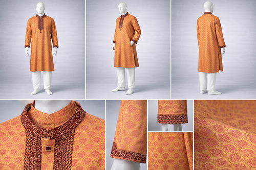 Gatsby Premium Panjabi for Men – Classic Fit | Eid & Festive Wear-SALMON