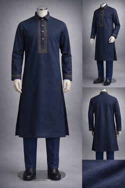 Gatsby Premium Panjabi for Men – Classic Fit | Eid & Festive Wear 06_NAVY