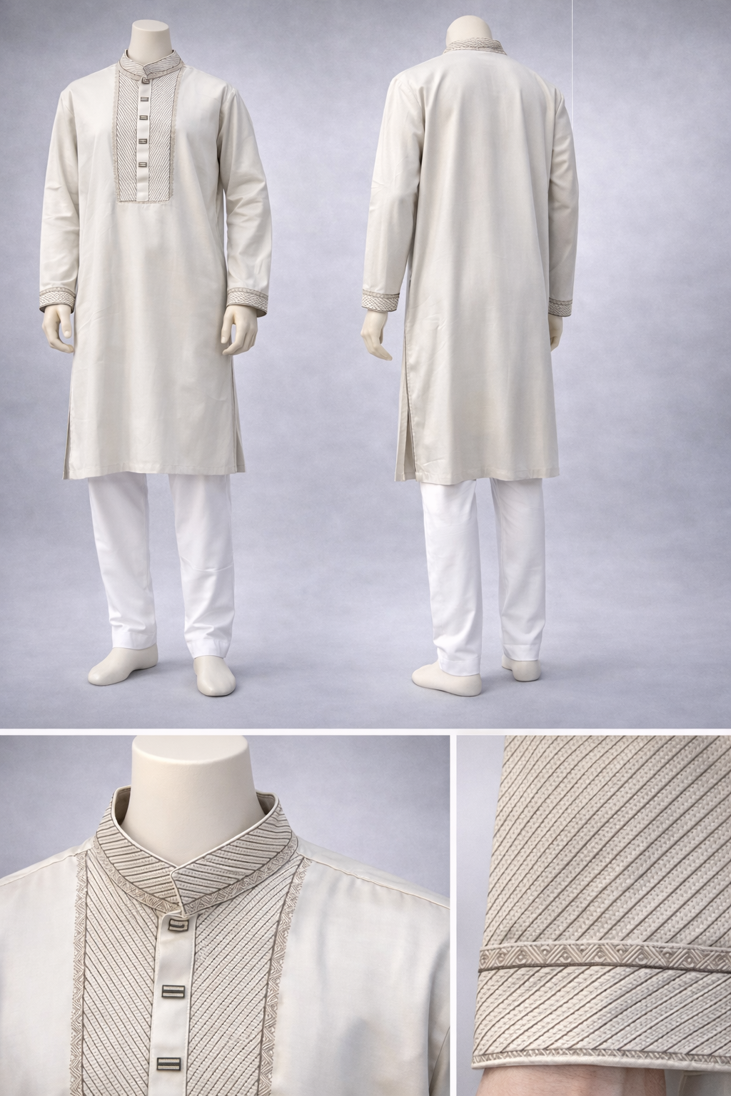 Gatsby Premium Panjabi for Men – Classic Fit | Eid & Festive Wear 09-SILVER