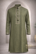 Gatsby Mens Father panjabi Olive SL20