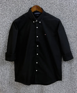 TMS Signature Solid Cotton Shirt 109 Black | Solid Shirt | Shirtology Bangladesh