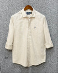 Linen Blend Solid Shirt with Cane Collar RLS  310