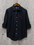 Luxury Linen Blend Solid Shirt with Cane Collar RLS 302