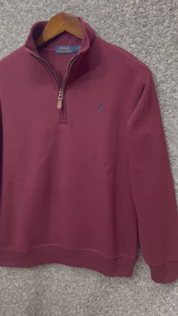 Premium Half Zip Pullover Jacket Maroon