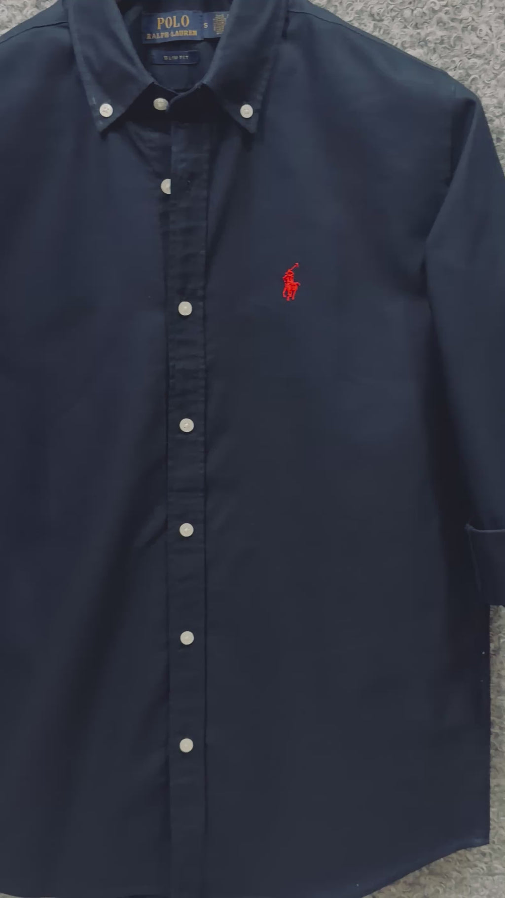 Premium Solid LOGO Oxford Cotton Shirt RLS Navy 203