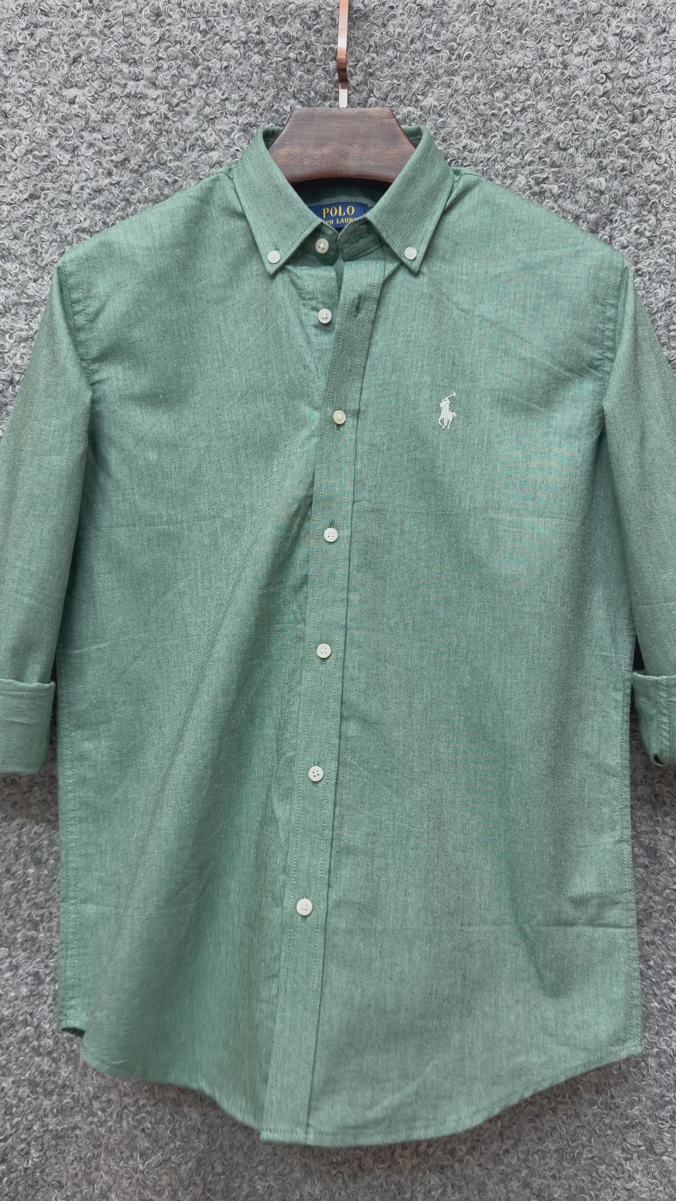 Premium Solid Logo Oxford Cotton Shirt RLS C-Green 150