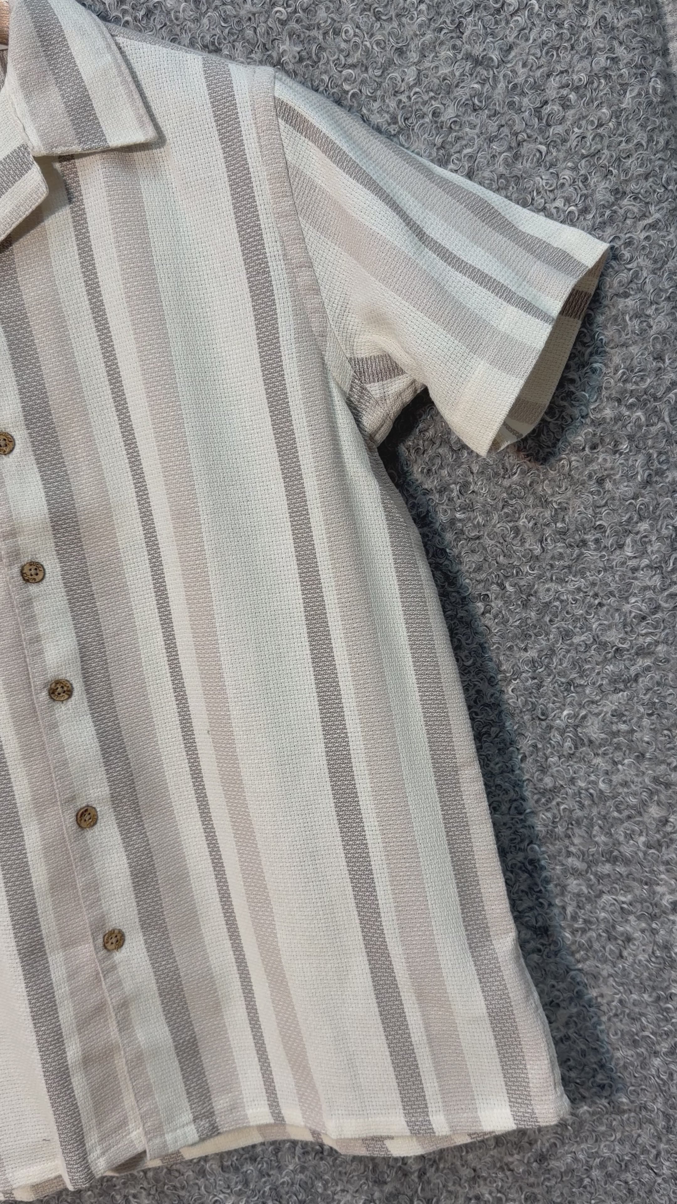 Premium Cuban Collar Bamboo Stripe Shirt GCST 405