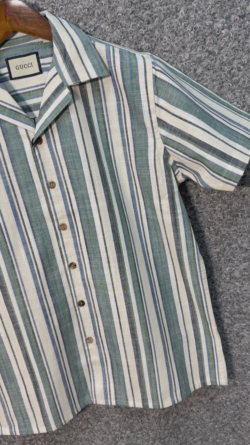 Premium Classic Cuban Collar Stripe Shirt GCST 406