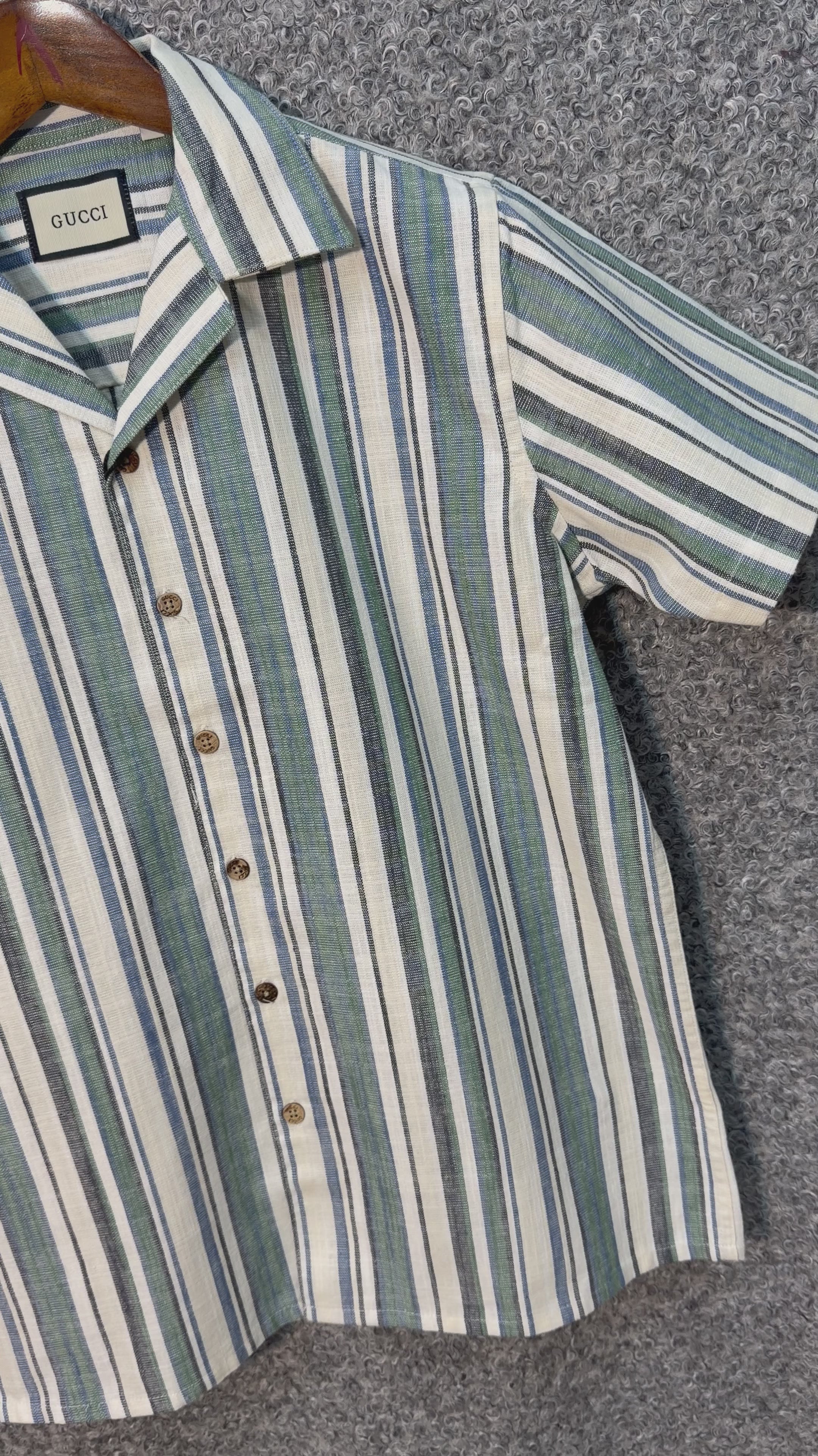 Premium Classic Cuban Collar Stripe Shirt GCST 406