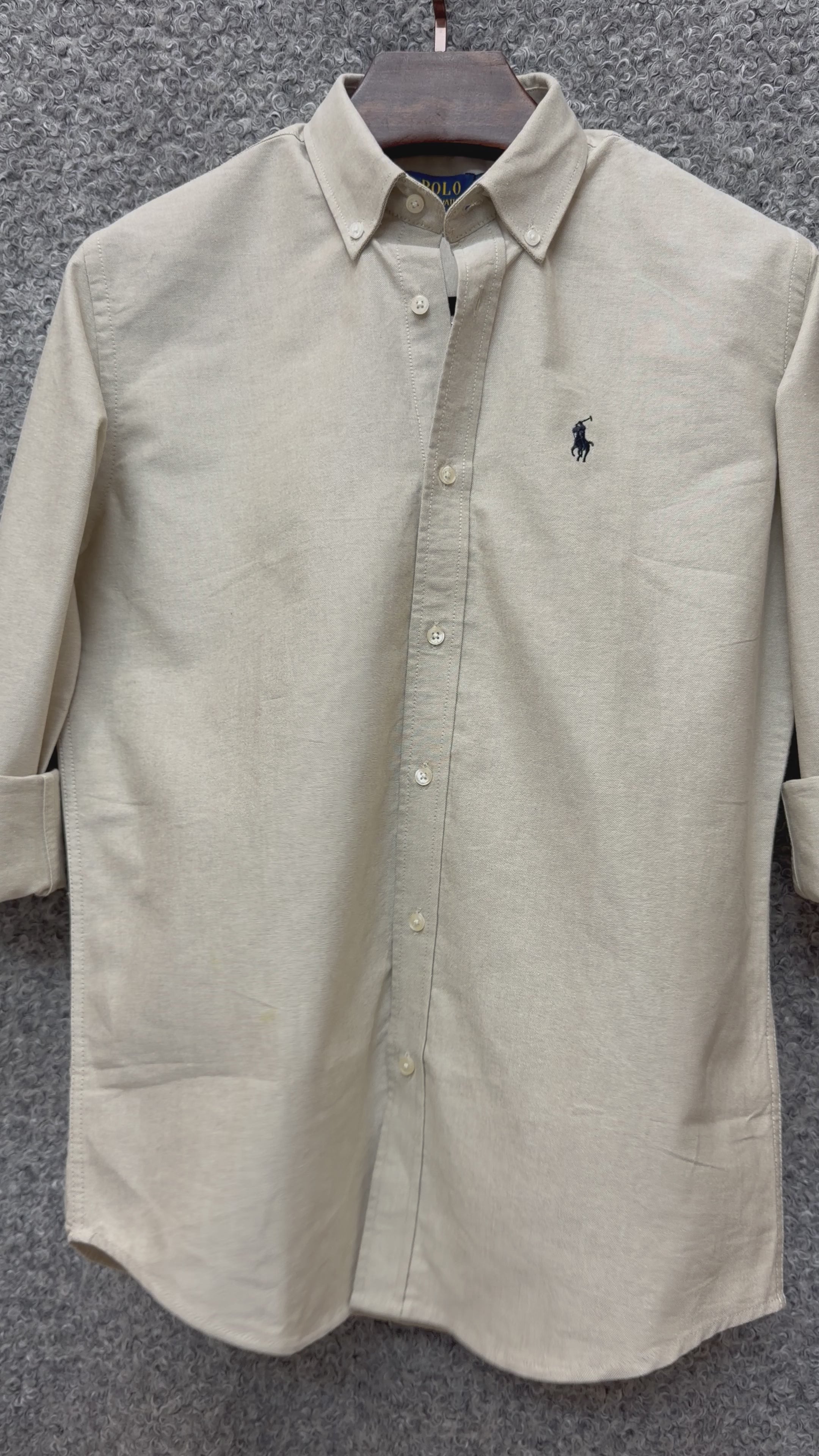 Premium Solid Logo Oxford Cotton Shirt RLS Beige 151