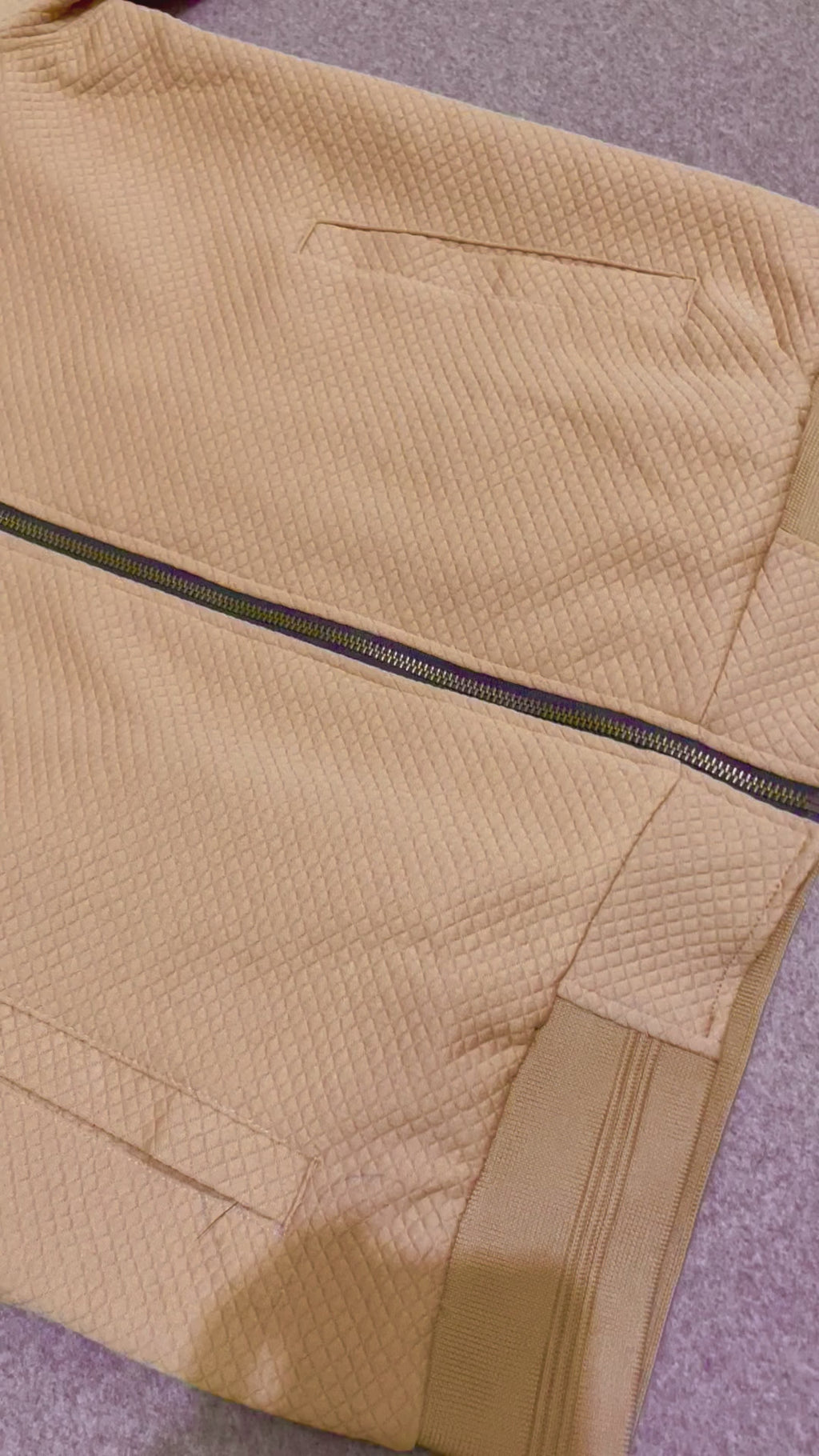 Premium Diamond Quilted Waffle Knit Jacket GCJT Brown