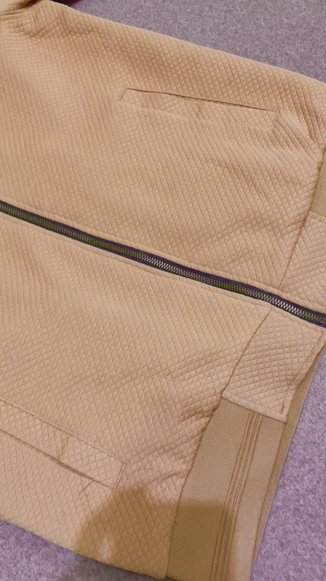 Premium Diamond Quilted Waffle Knit Jacket GCJT Brown