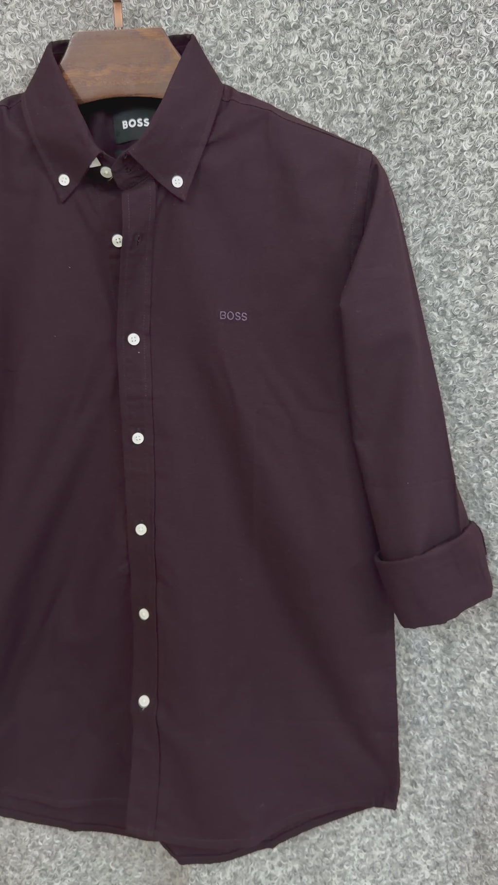 Premium Solid Oxford Cotton Shirt HBS Coffee 156