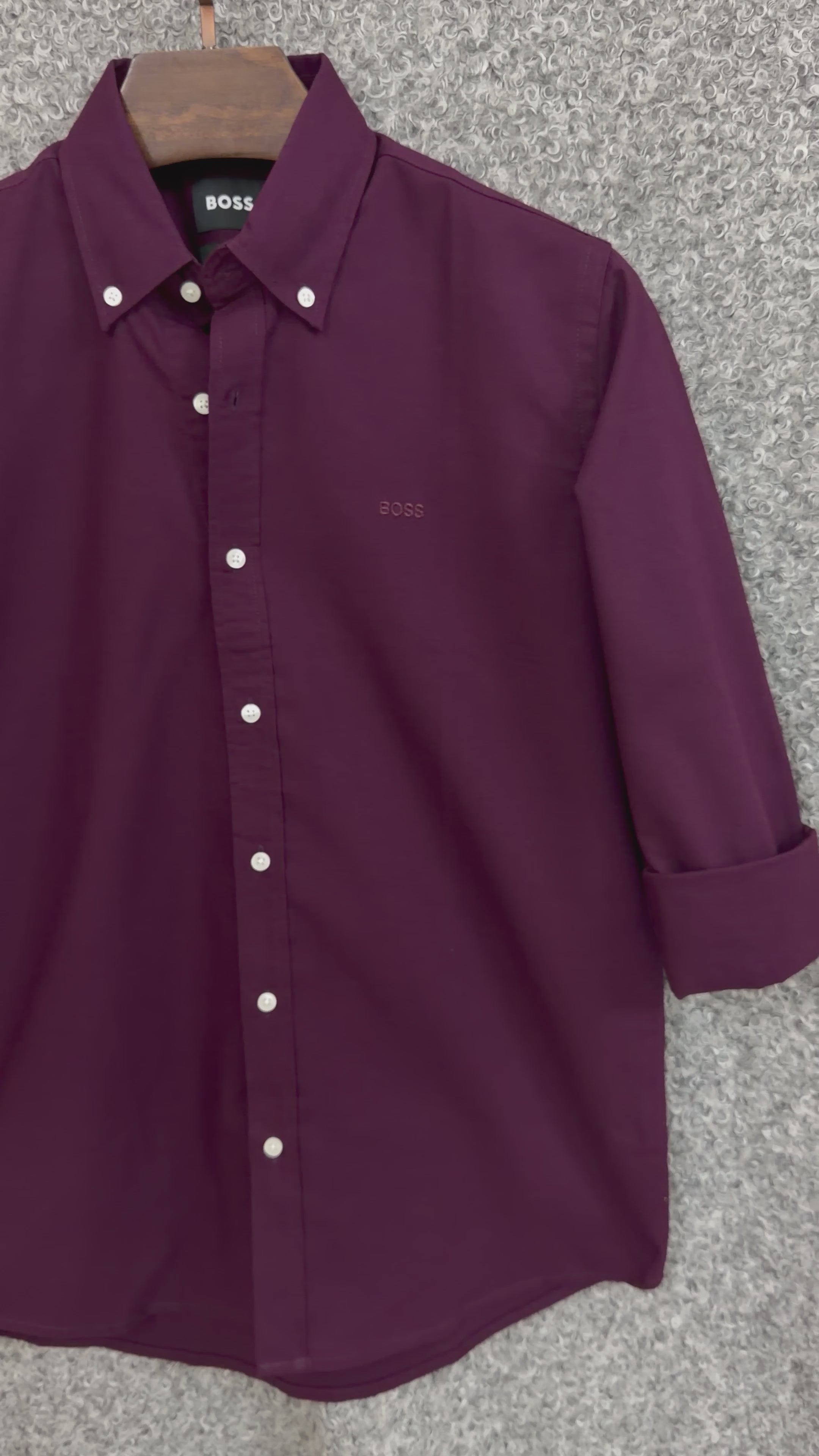 Premium Solid Oxford Cotton Shirt HBS Purpole 151