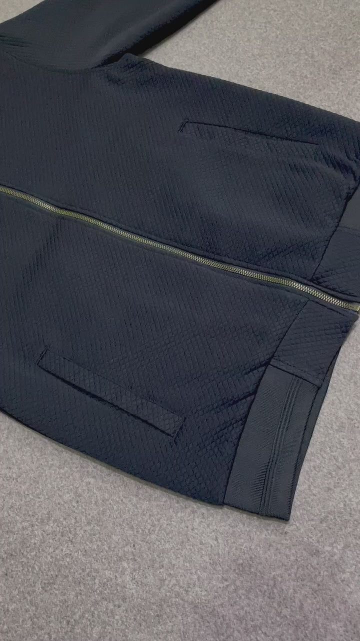 Premium Diamond Quilted Waffle Knit Jacket GCJT Black