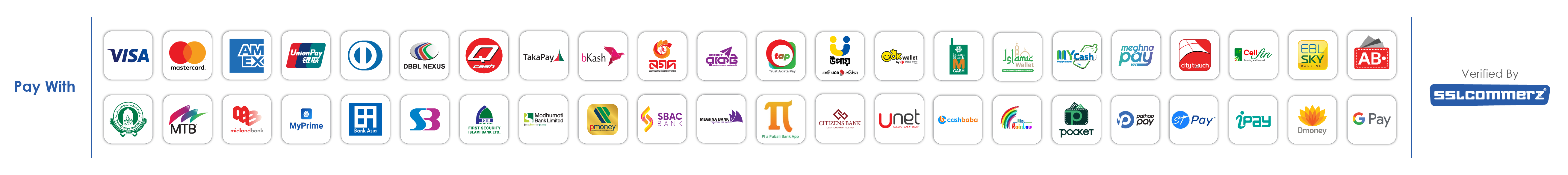 Verified by SSLCOMMERZ — accepted payment methods